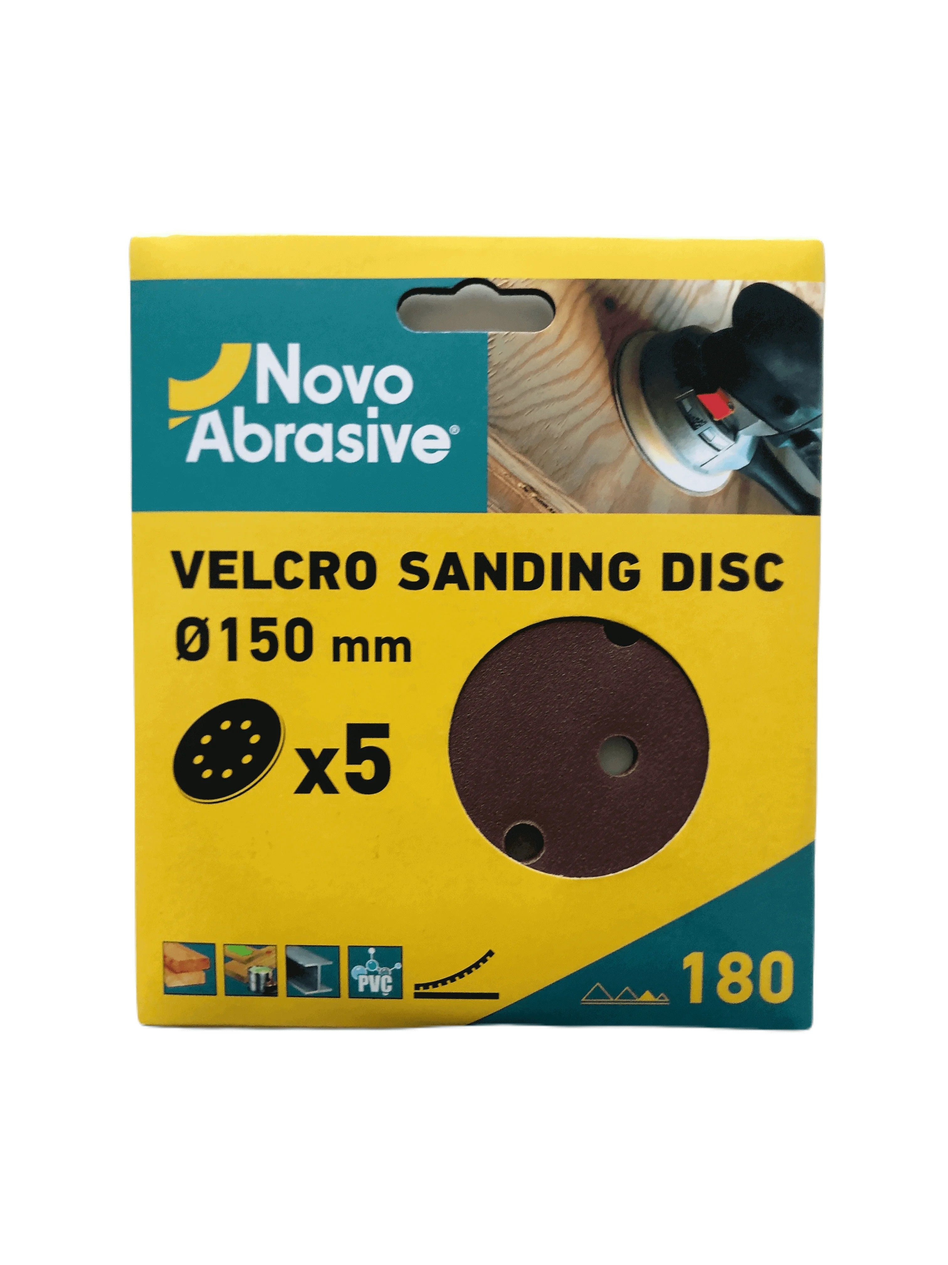Круг шліфувальний самозачепний NovoAbrasive 150 мм, Р80, 8 отв., упак. 5шт.